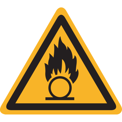 Sticker met pictogram "Waarschuwing Oxiderende Stoffen" - ISO 7010 - W028