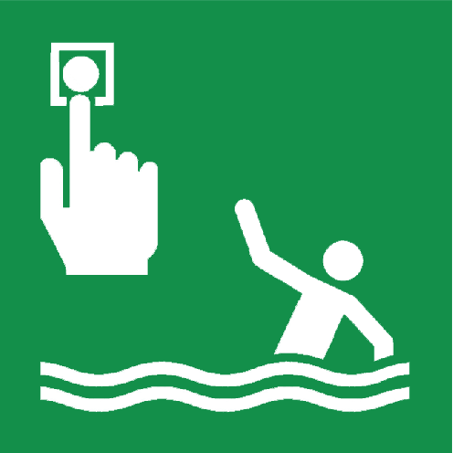 Sticker met pictogram melder persoon overboord