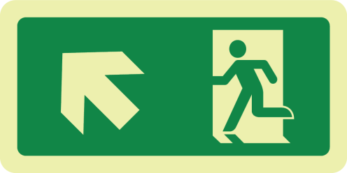 Nooduitgang trap op links (sticker fotoluminescerend)