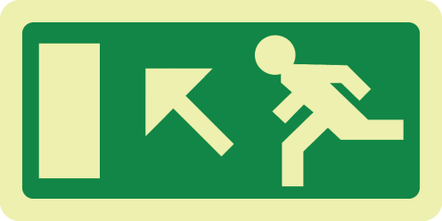 Nooduitgang trap op links (sticker fotoluminescerend)