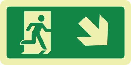 Nooduitgang trap af rechts (sticker fotoluminescerend)