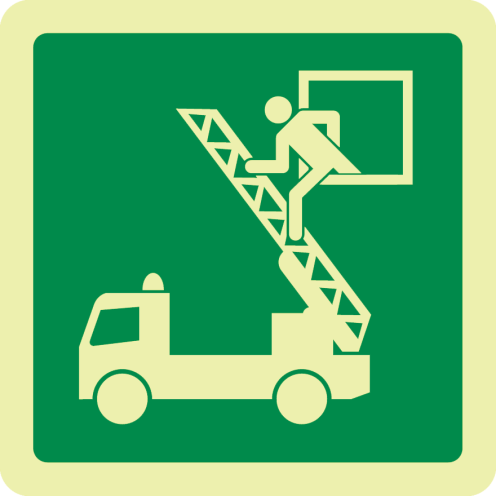 Fotoluminescerende sticker met pictogram  vluchtweg raam ISO 7010