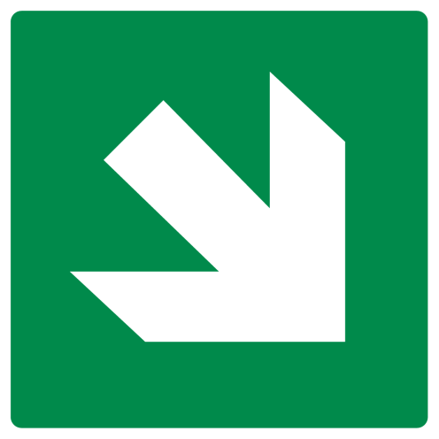 Sticker met pictogram pijl diagonaal groen ISO 7010