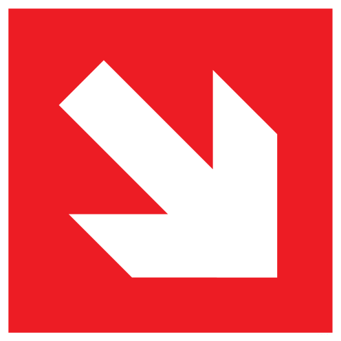 Sticker met pictogram van een pijl rood diagionaal