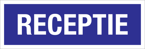 Sticker Receptie - blauw met witte tekst