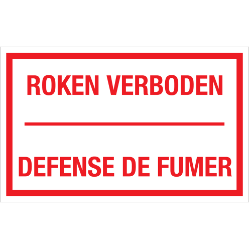 Sticker Roken Verboden - 2 talen NL en FR - tekststicker met rode tekst