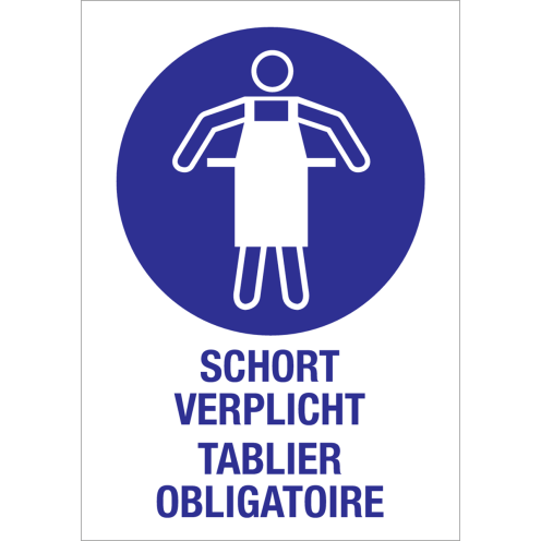 Sticker Schort verplicht met tekst NL/FR