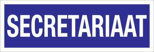 Bord Secretariaat - blauw met witte tekst
