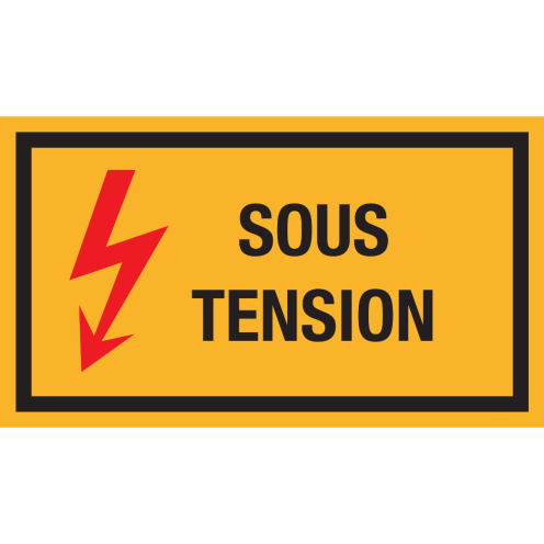 Sticker met pictogram en tekst "Sous Tension"