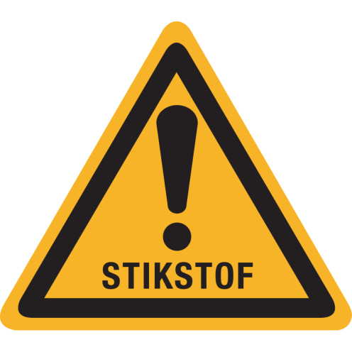 Sticker met pictogram "Waarschuwing Stikstof"