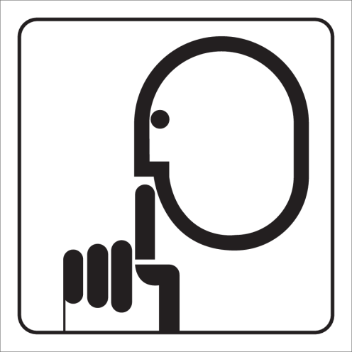 Witte sticker met pictogram om een stilte ruimte aan te duiden