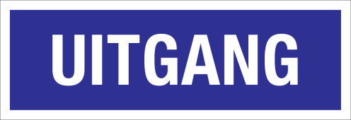 Sticker uitgang - blauw met witte tekst