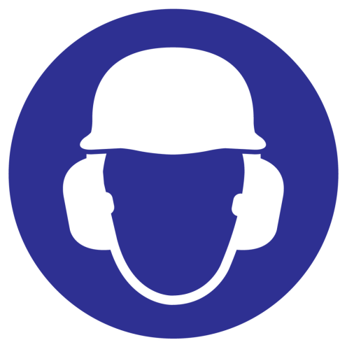 Sticker helm en gehoorbescherming verplicht ISO7010