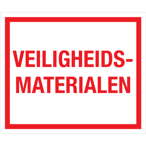 Sticker Veiligheidsmaterialen - tekststicker met rode tekst