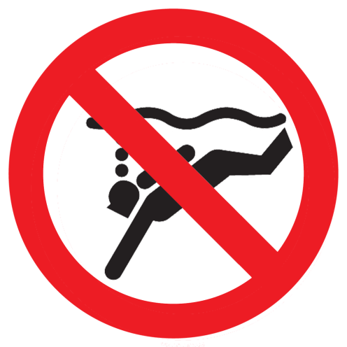 Sticker met pictogram Diepzee duiken verboden ISO7010 - P051