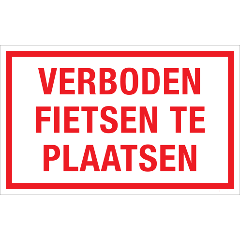 Sticker Verboden Fietsen te Plaatsen - tekststicker met rode tekst