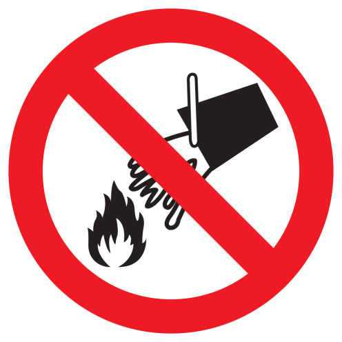 Sticker met pictogram Blussen met water verboden ISO7010 - P011