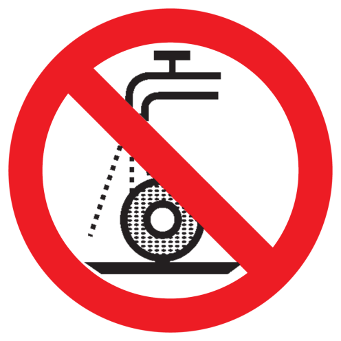 Sticker met pictogram Nat slijpen verboden ISO7010 - P033