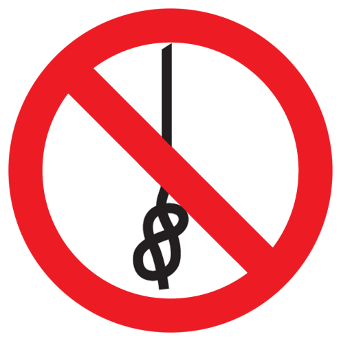 Sticker met pictogram Verboden knopen te maken ISO7010 - P030