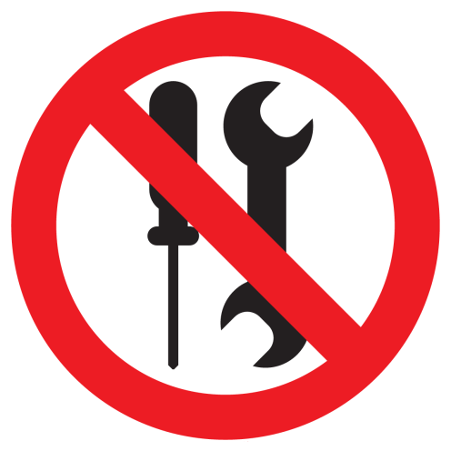 Sticker met pictogram Onderhoud door gebruikers verboden ISO7010 - P069