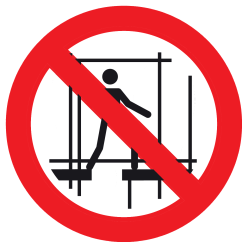 Sticker met pictogram Gebruik onafgewerkte stelling verboden ISO7010 - P025