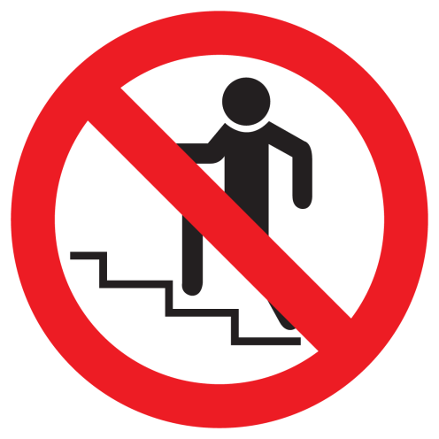 Sticker met pictogram Verboden te lopen op de trap