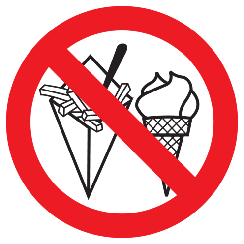 Sticker met pictogram patat en ijs verboden