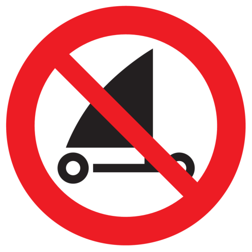 Sticker met pictogram Strandzeilen verboden ISO7010 - P067