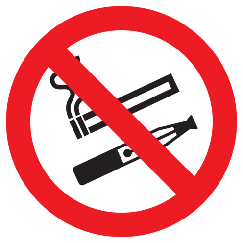 Sticker met pictogram roken en e-sigaret verboden