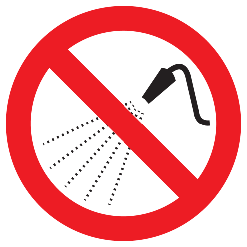 Sticker met pictogram Sproeien met water verboden ISO7010 - P016