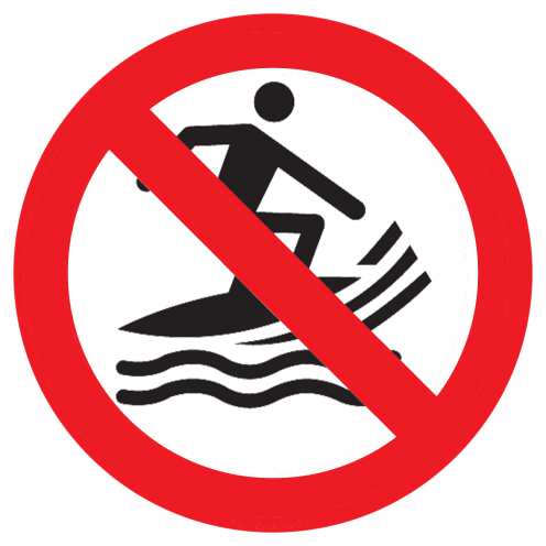 Sticker met pictogram Surfen verboden ISO7010 - P059