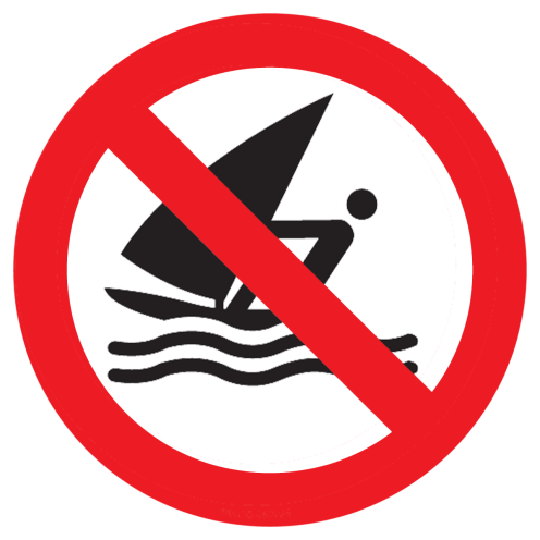 Sticker met pictogram Windsurfen verboden ISO7010 - P054