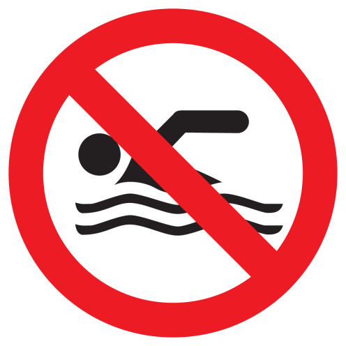 Sticker met pictogram Zwemmen verboden ISO7010 - P049