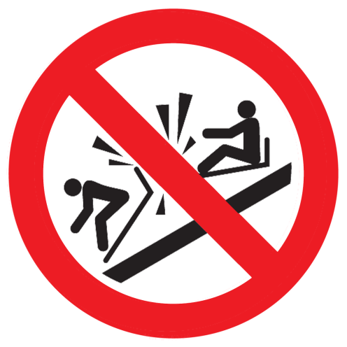 Sticker met pictogram Verboden tegen slee aan botsen ISO7010 - P047