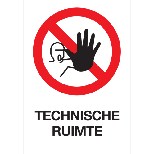 Sticker met pictogram en tekst Technische ruimte