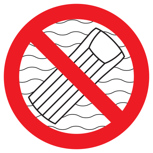 Sticker met pictogram Luchtbedden verboden