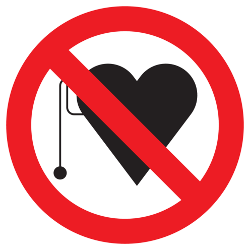 Sticker met pictogram Pacemakers verboden