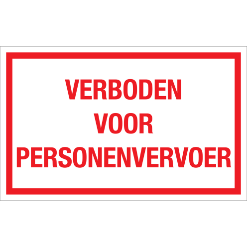 Sticker Verboden Voor Personenvervoer - tekststicker met rode tekst