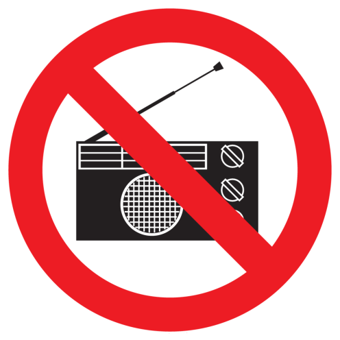 Sticker met pictogram Radio's verboden