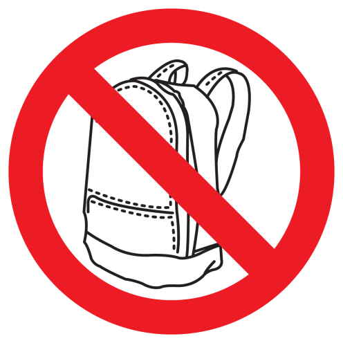 Sticker met pictogram Verboden voor rugzakken