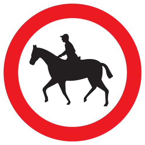 Sticker met pictogram Verboden voor ruiters