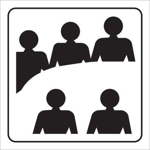 Witte sticker met pictogram voor het aanduiden van een vergaderruimte