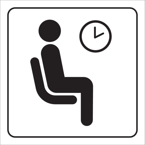 Witte sticker met pictogram om een wachtruimte aan te duiden