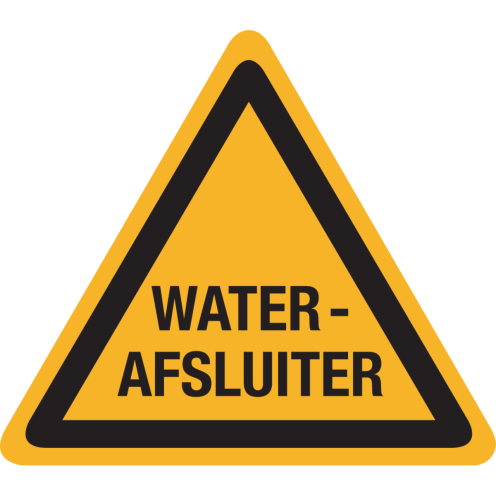 Sticker met tekst "Waterafsluiter"
