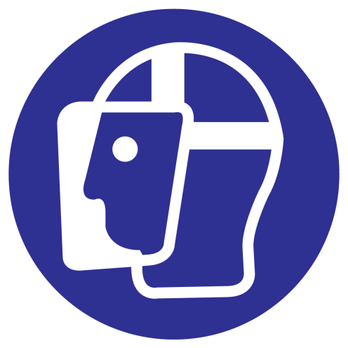 UV sticker met pictogram gelaatsbescherming verplicht volgens ISO7010
