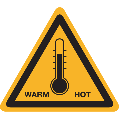 UV Sticker met pictogram "Waarschuwing hoge temperatuur"