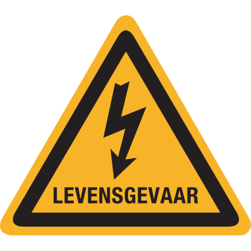 UV Sticker met pictogram "Waarschuwing Levensgevaar Elektriciteit" - ISO 7010 - W012