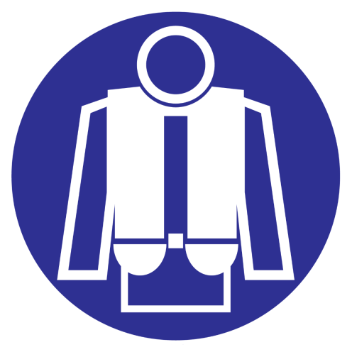 Greenline UV sticker met pictogram om aan te duiden dat het dragen van een zwemvest verplicht is