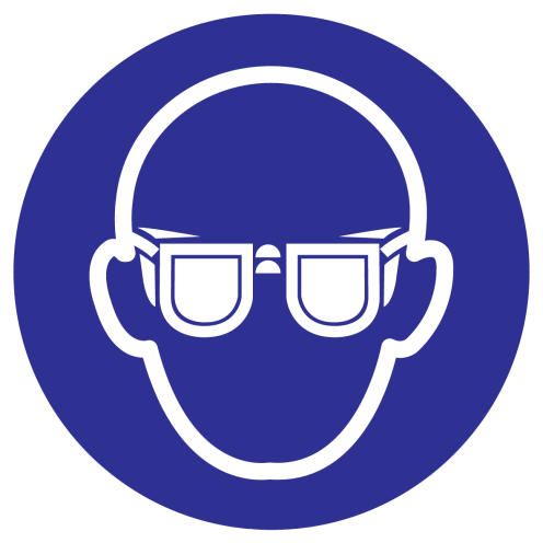 UV sticker met pictogram veiligheidsbril - oogbescherming verplicht volgens ISO7010