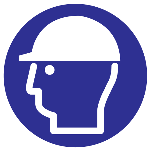UV sticker met pictogram veiligheidshelm verplicht volgens ISO7010